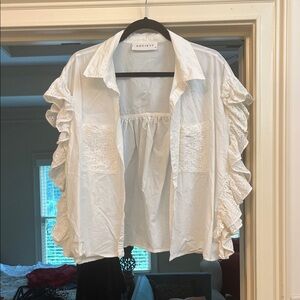 Society White Ruffled Blouse